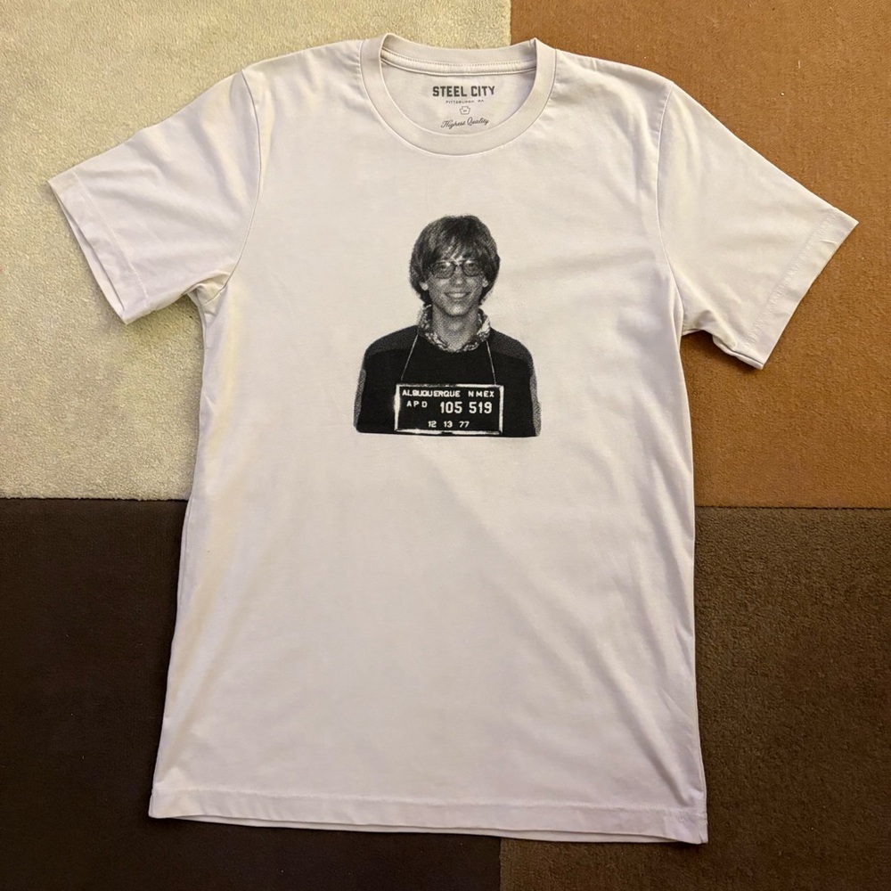 BILL GATES 1977 Mugshot Tee size M